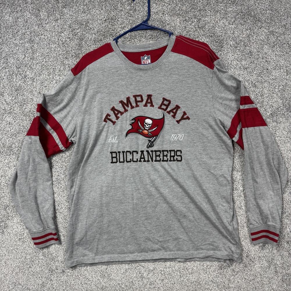 Tampa Bay Buccaneers Shirt Mens XL Gray Red NFL Football Retro 70s Sportswear